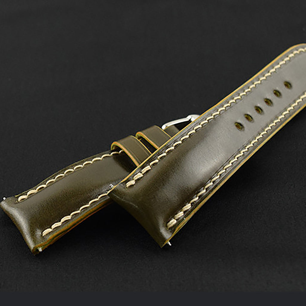 Two-sided genuine leather watch strap - horsehide front, top-grain leather back - handmade, universal fit for Apple, Huawei, Tissot