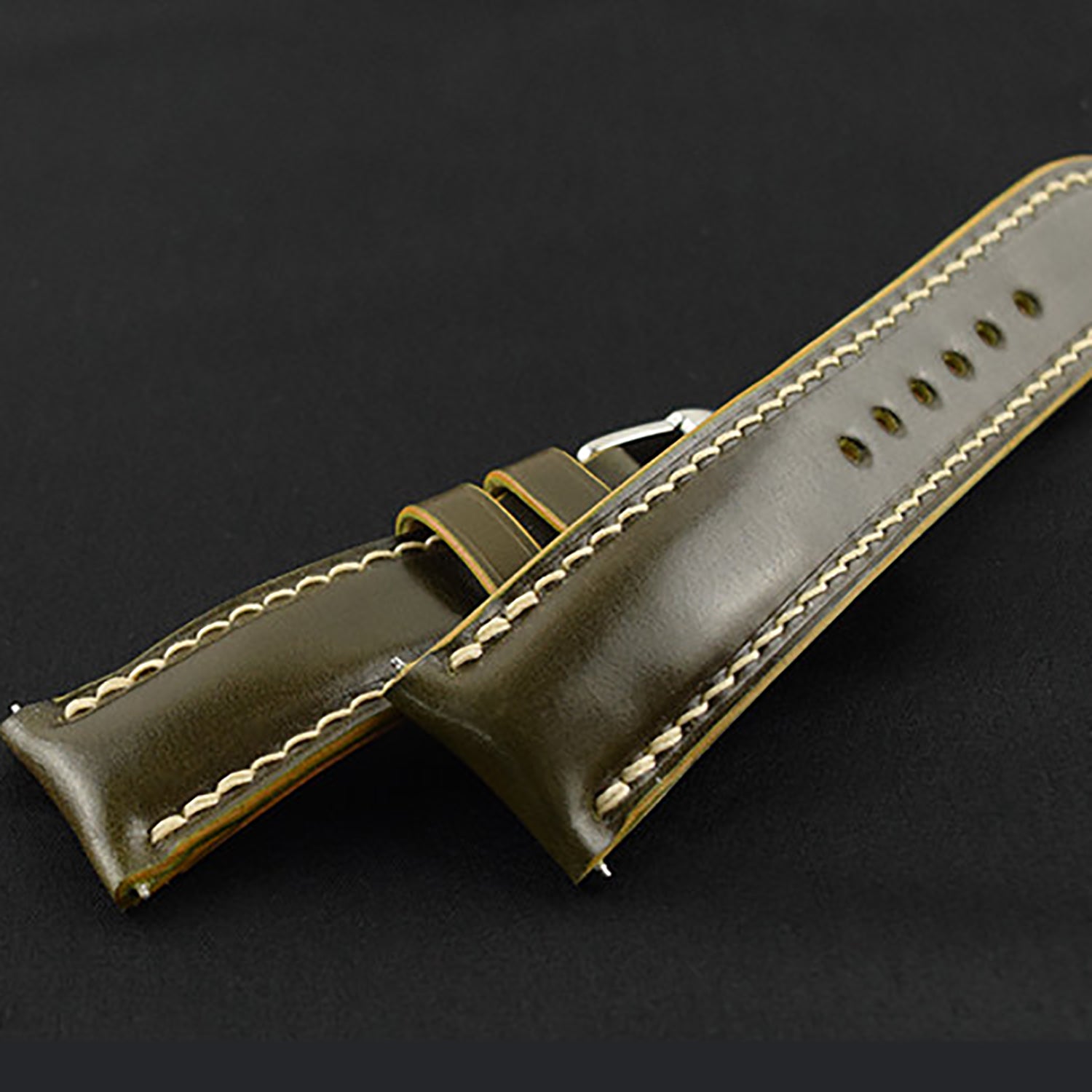Two-sided genuine leather watch strap - horsehide front, top-grain leather back - handmade, universal fit for Apple, Huawei, Tissot
