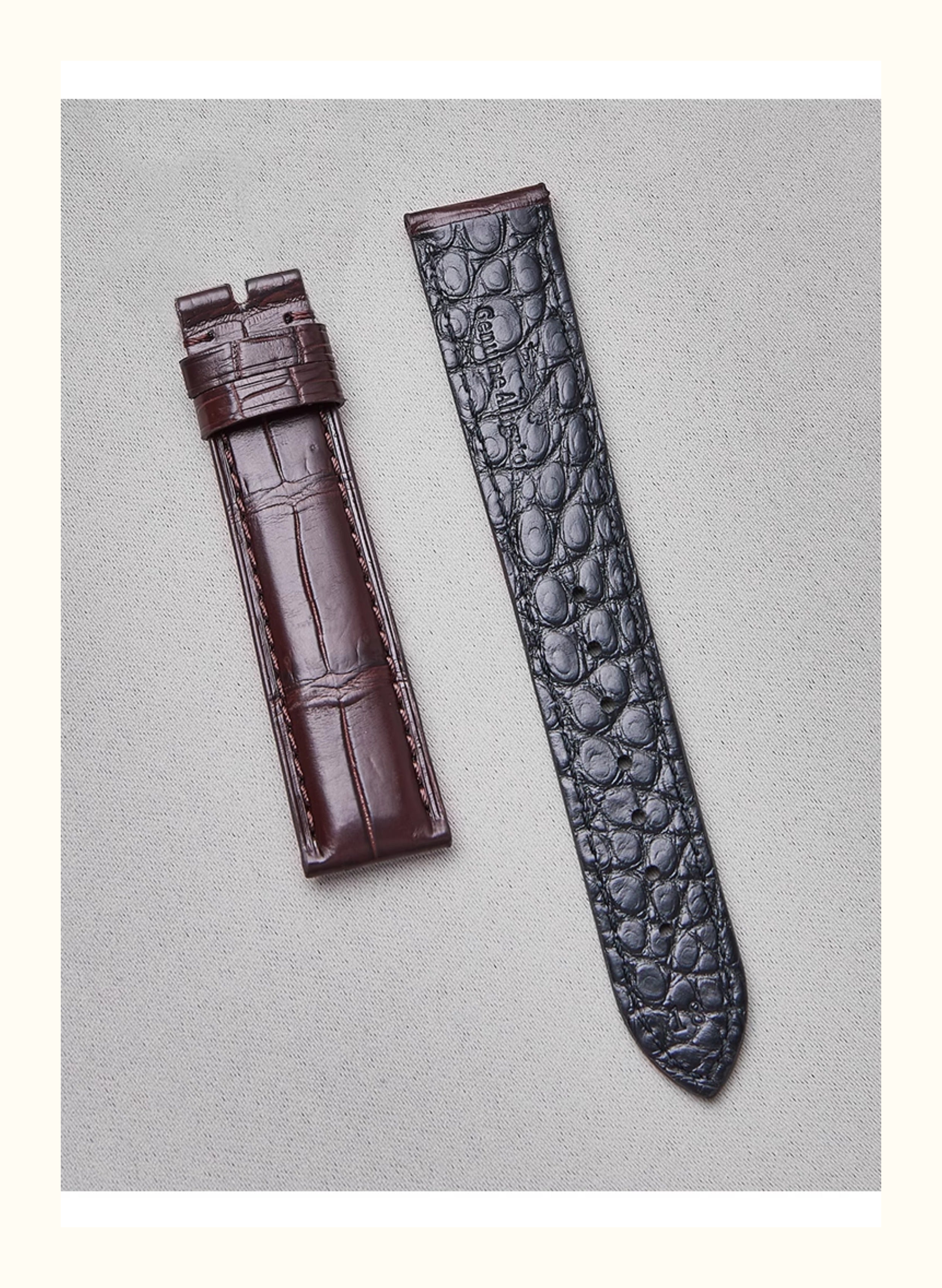 Double-sided crocodile leather watch strap, suitable for Omega, Jaeger-LeCoultre, IWC, Blancpain, Montblanc, Longines. Genuine leather, for men and women.