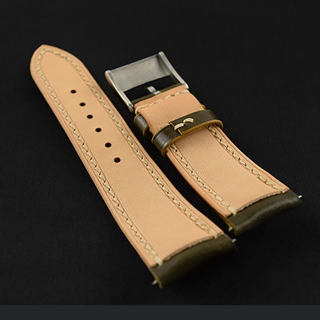 Two-sided genuine leather watch strap - horsehide front, top-grain leather back - handmade, universal fit for Apple, Huawei, Tissot