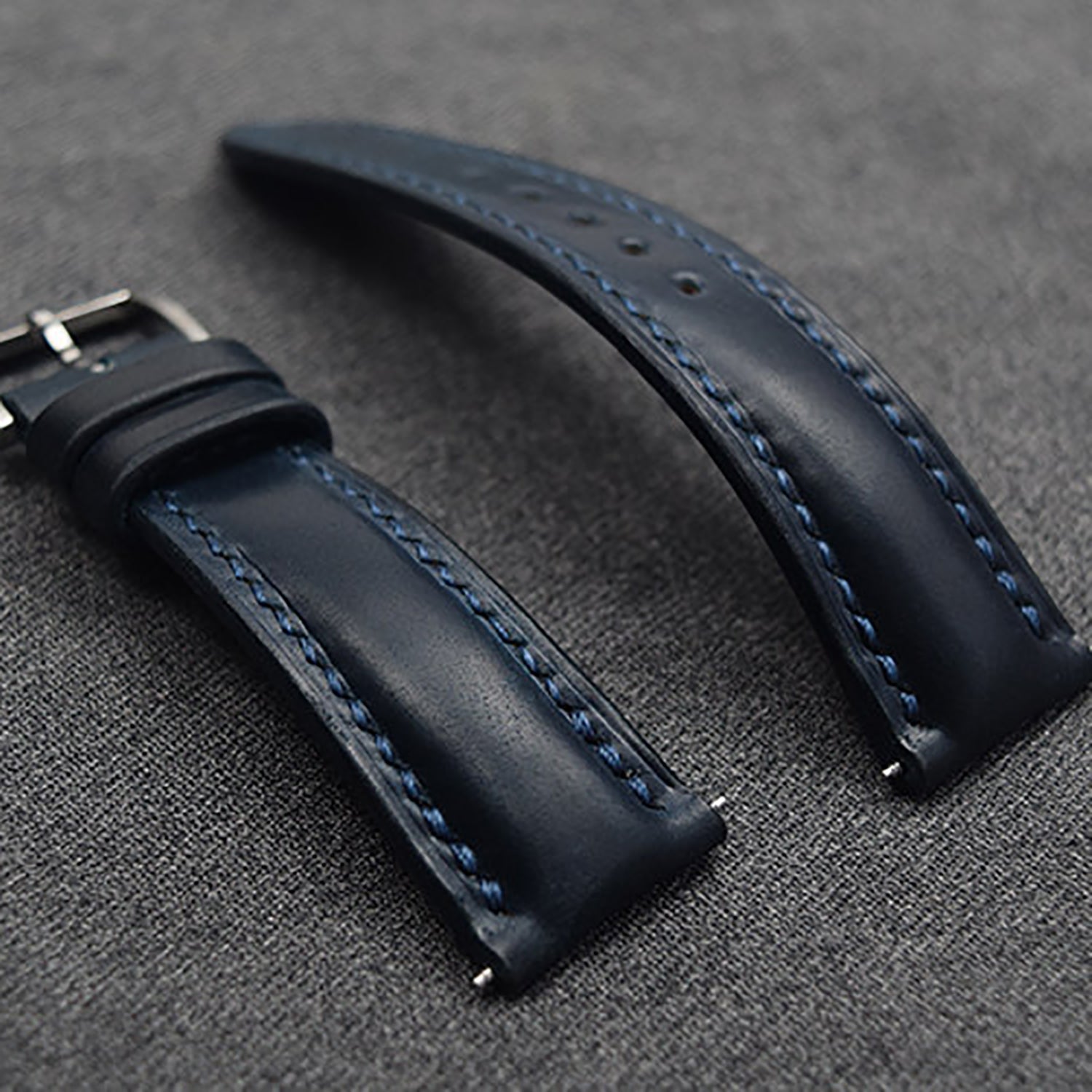 Horween Chromexcel Leather Watch Strap - Compatible with Longines Moonphase, Jaeger-LeCoultre, and Rolex Submariner (Green Dial)