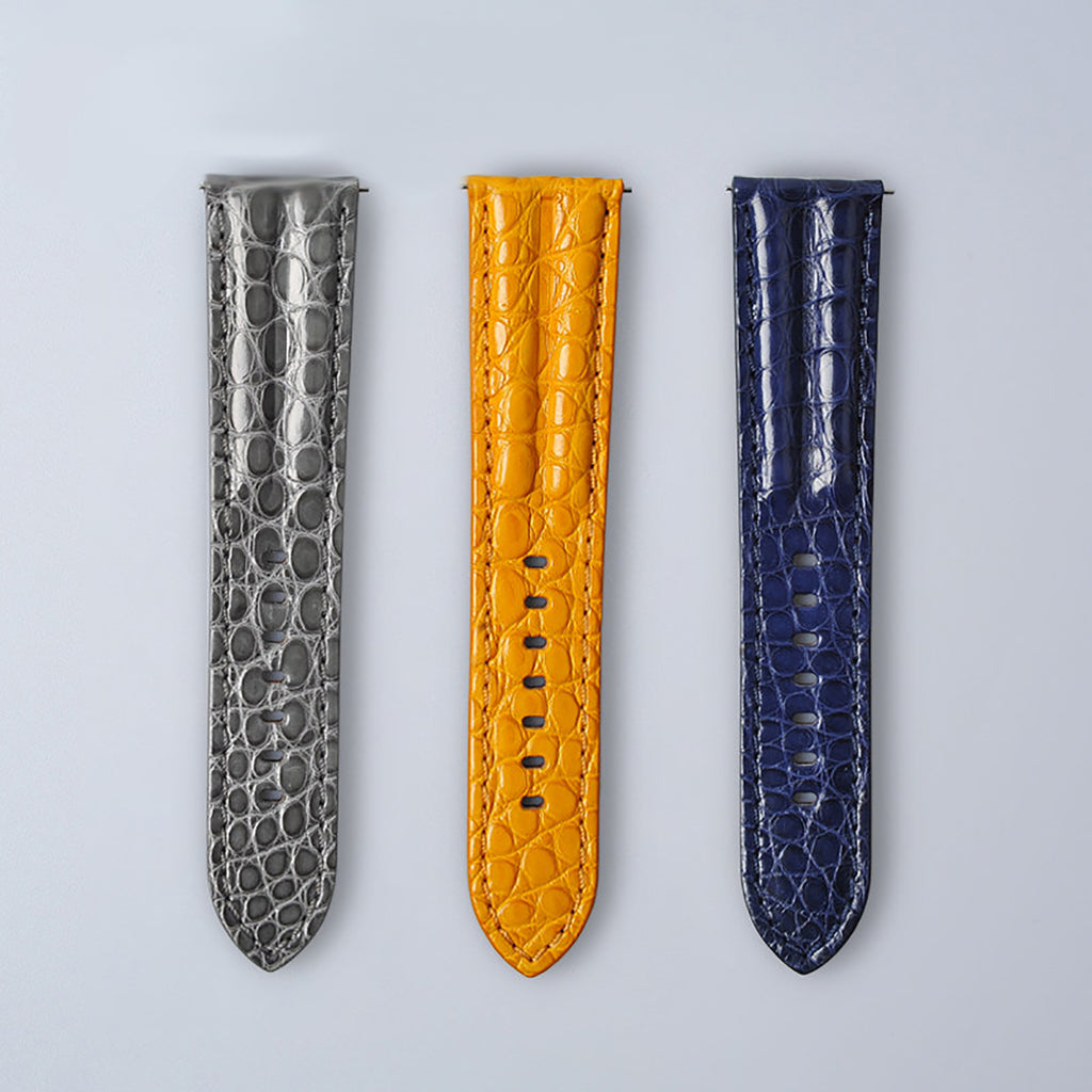 Soft Medium-Gloss American Alligator Leather Watch Strap for Men, Compatible with Blancpain Fifty Fathoms, 23mm