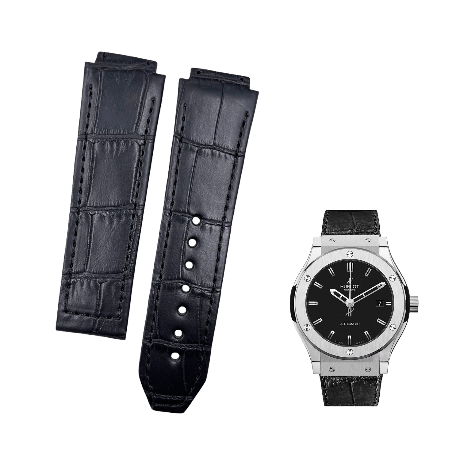 Compatible with Hublot Classic Fusion Double-sided ALLIGATOR Strap