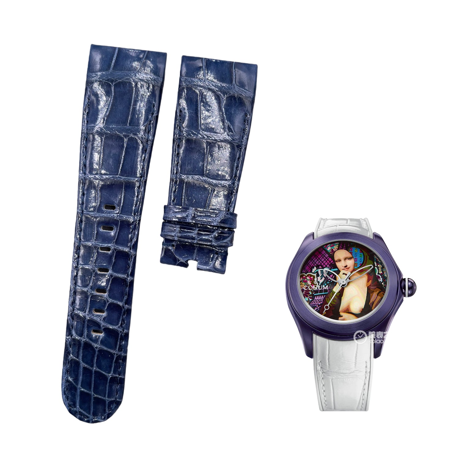 Custom Handmade Orange Alligator Leather Watch Strap with Buckle for Ulysse Nardin Bubble Series