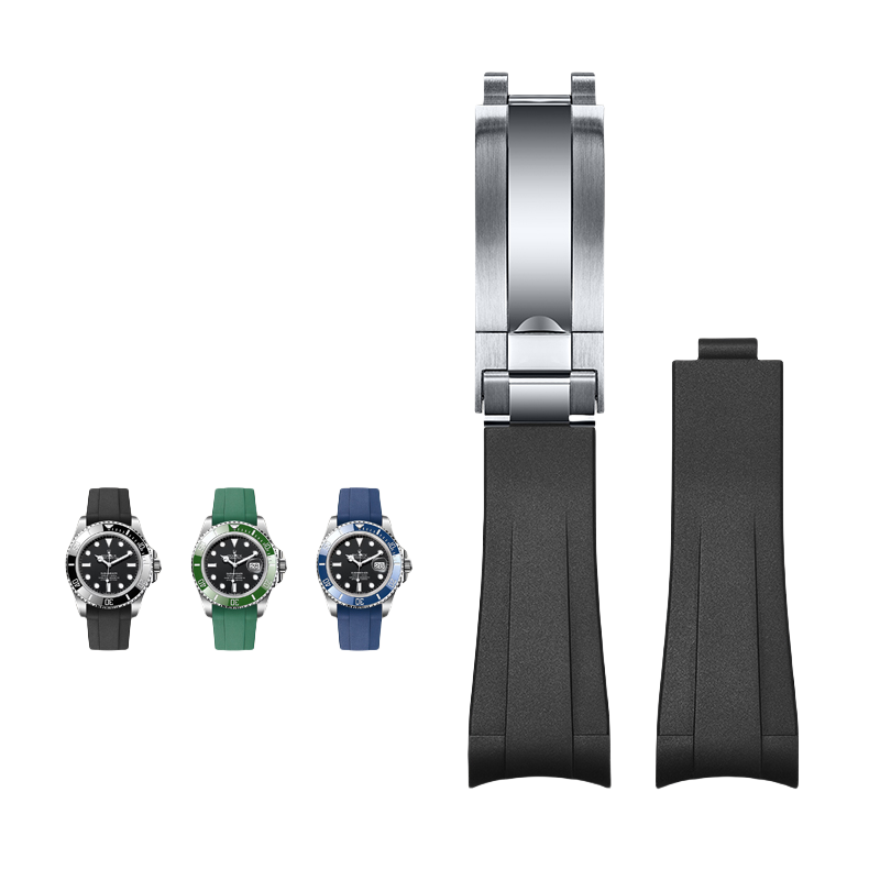 Rubber Watch Strap & Steel Bracelet for Men, Fits Rolex Submariner m126610ln-0001/2/3, Black Sub, Green Sub.