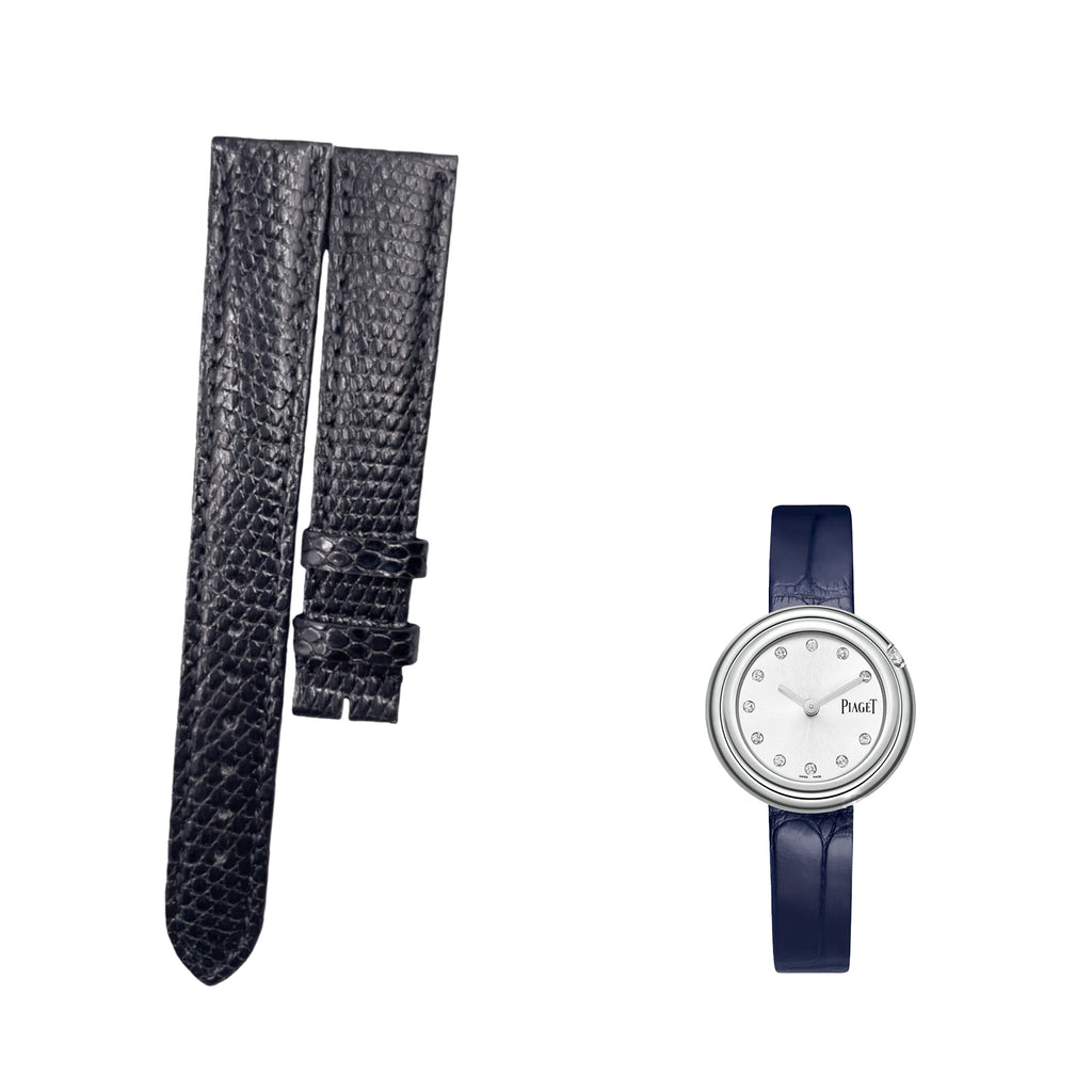Custom Handcrafted SKY BLUE & BLACK LIZARD SKIN Strap for Blancpain Villeret Moonphase 6102