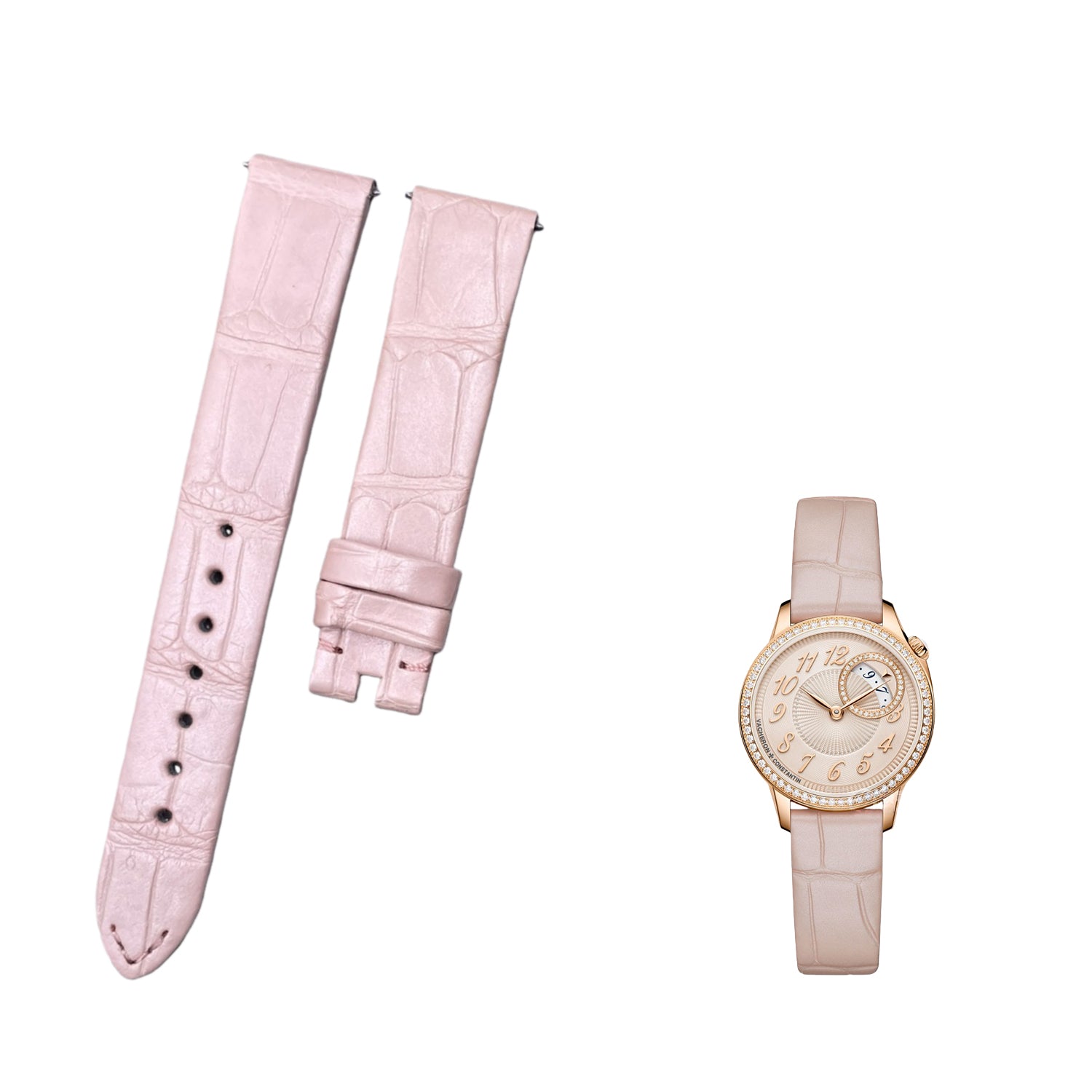 Fits Vacheron Constantin Égérie Light Pink ALLIGATOR Quick-Release Handmade Custom Watch Strap (with Old Strap Required)