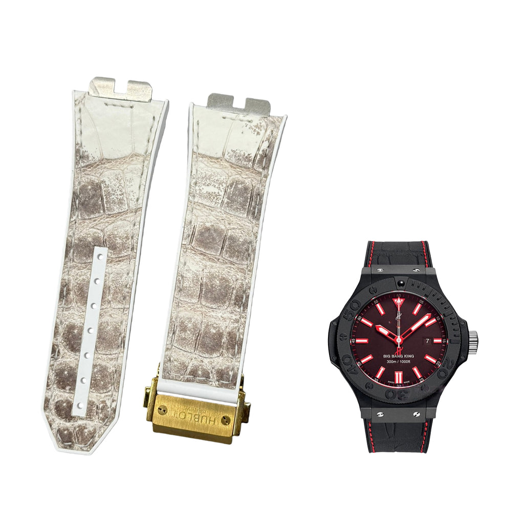 Handcrafted Custom ALLIGATOR Watch Strap for Hublot Big Bang 411 Himalayan - Quick-Release Leather