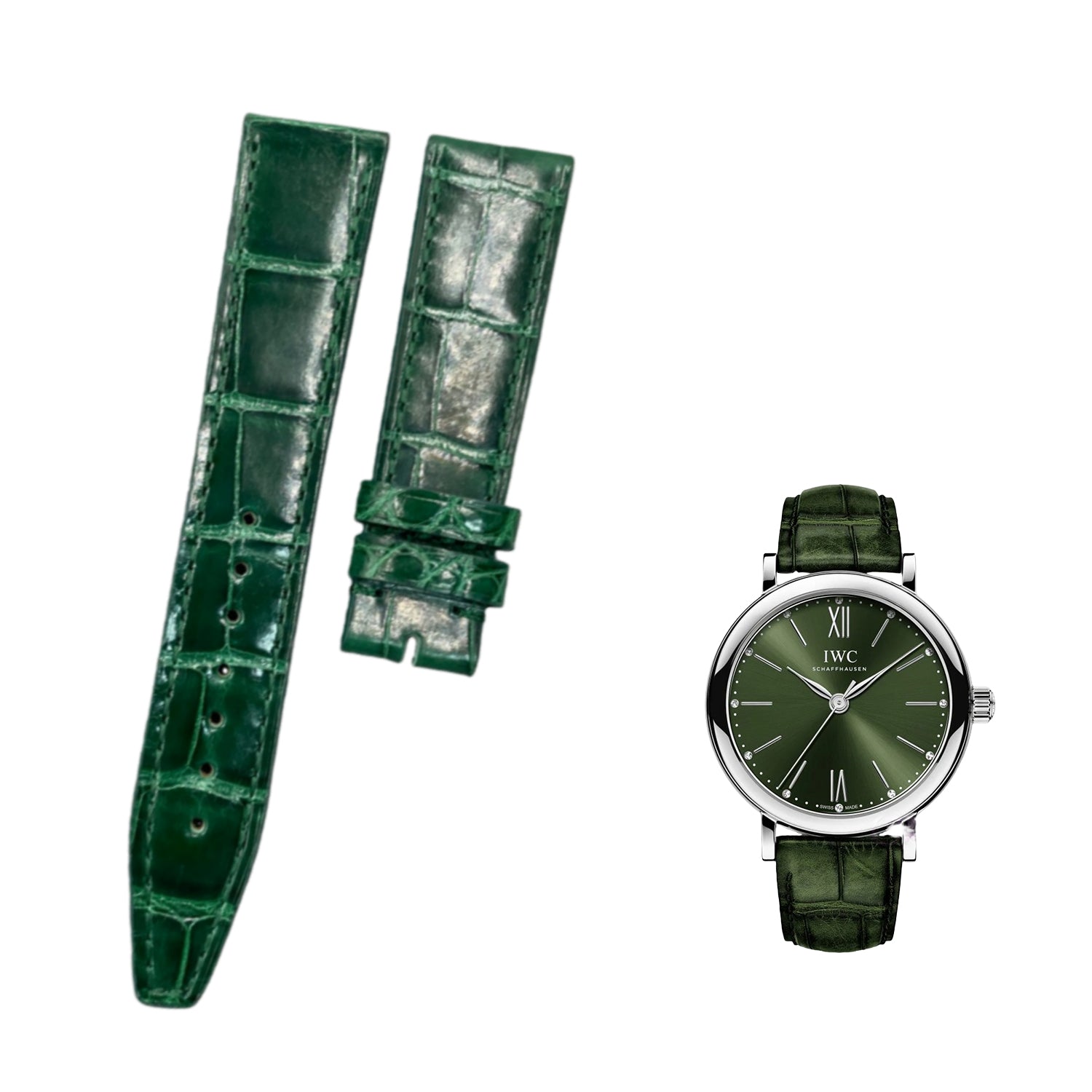Compatible with IWC Portofino Ladies' IW45007 Polished ALLIGATOR Strap