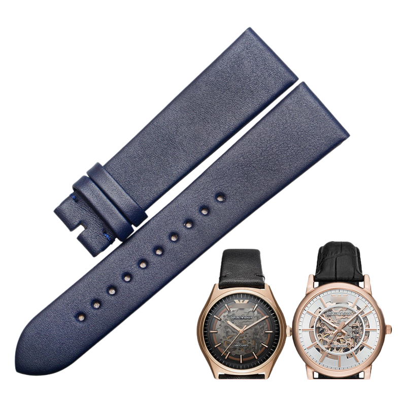 Replacement cowhide watch strap for Armani AR60004 men's watch, 22MM