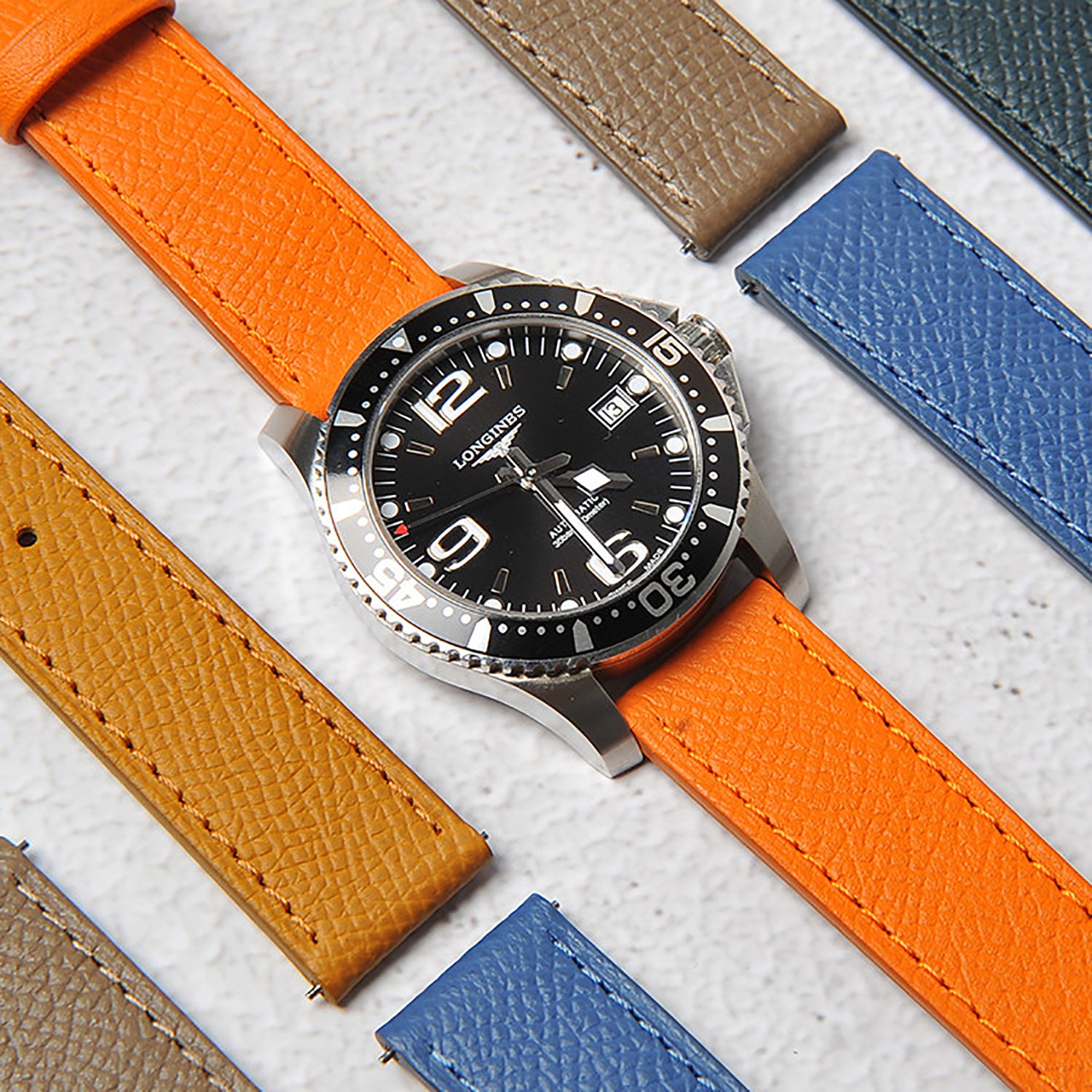 New French EPSOM Palm Pattern Cowhide Leather Watch Strap, Suitable for Omega and Tisso