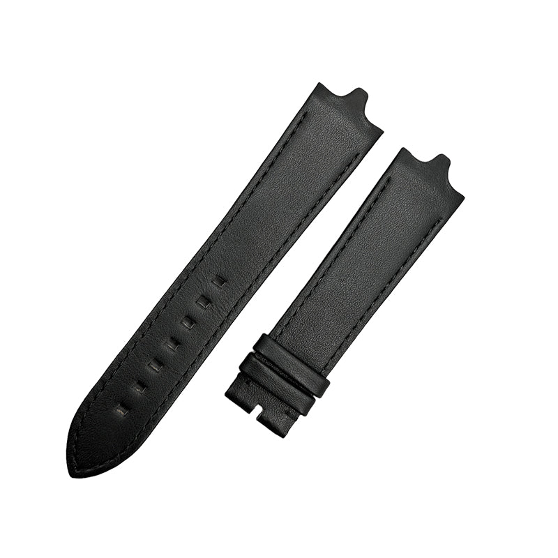 Compatible with Ebel Black Smooth Calf Leather Bulge End Strap Handmade Custom Strap