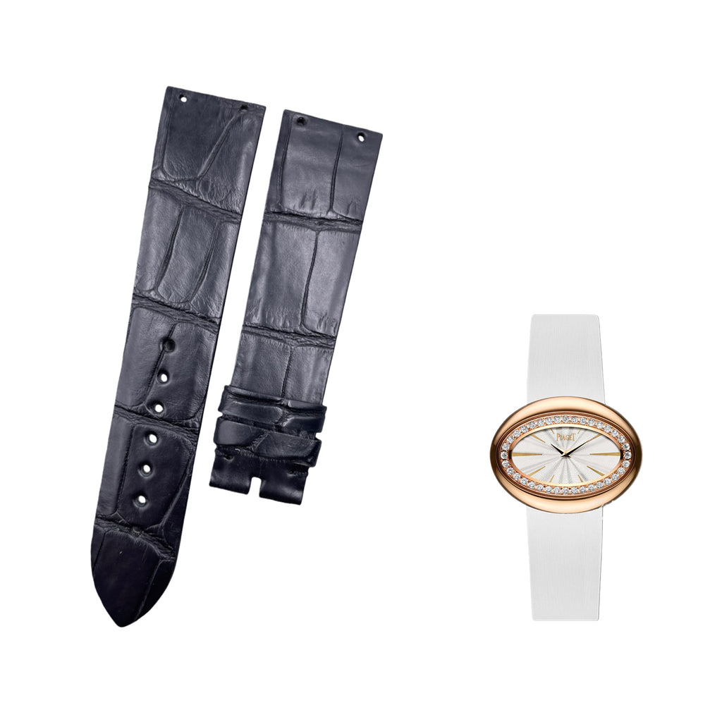 Fits Piaget G0A32096 Perforated ALLIGATOR Watch Strap Black