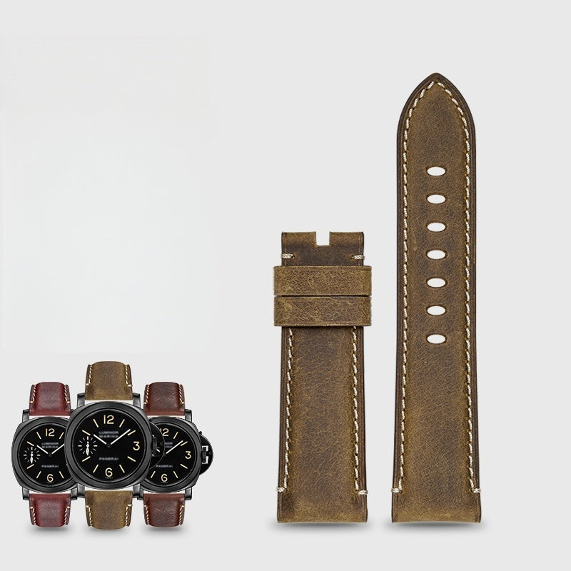 Handmade Crazy Horse Leather Watch Strap for Men, Genuine Leather, 22mm 24mm, Original Vintage Style, Fits Panerai PAM111, PAM441