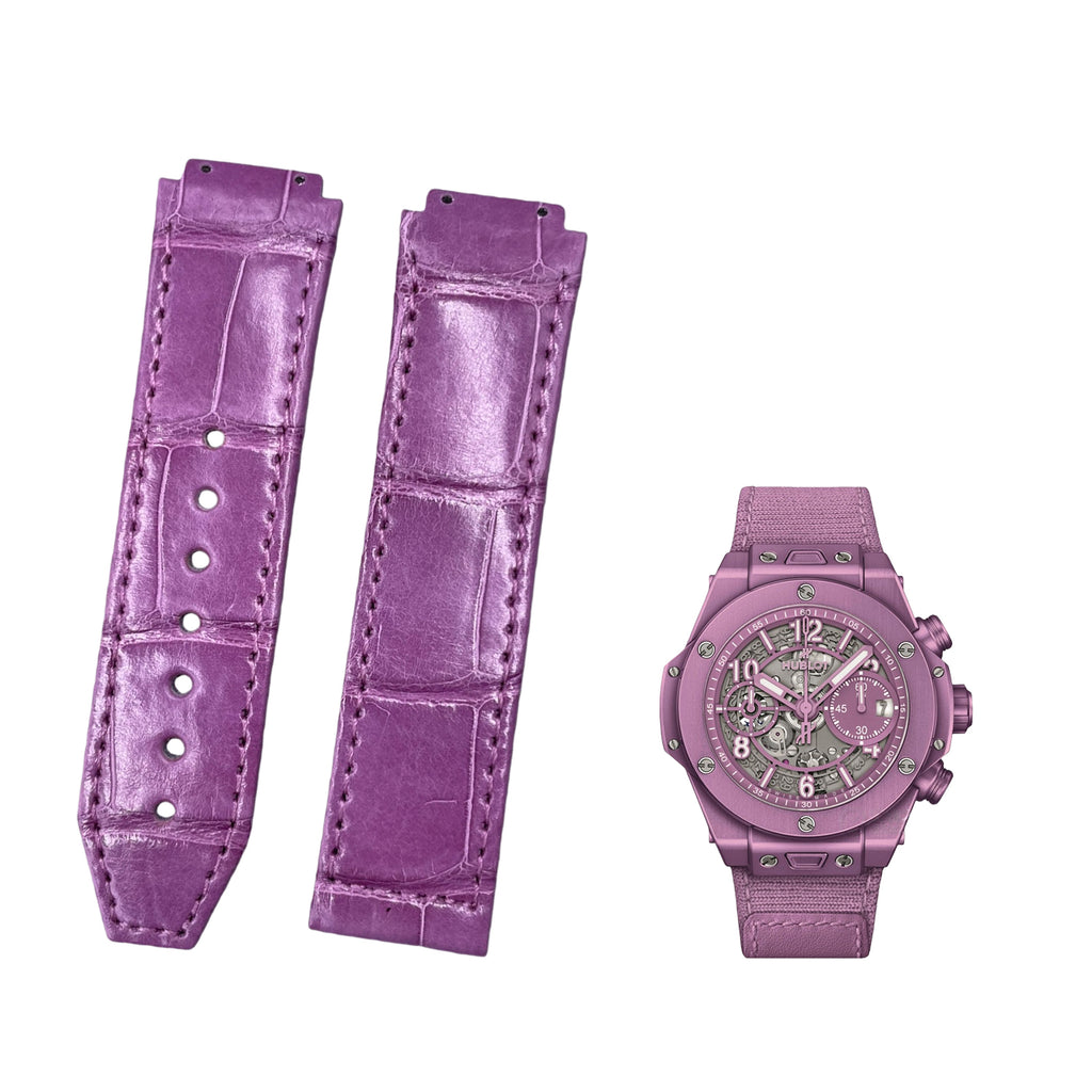 Handcrafted Custom Purple ALLIGATOR Leather Strap for Hublot Big Bang 341 (Ladies')