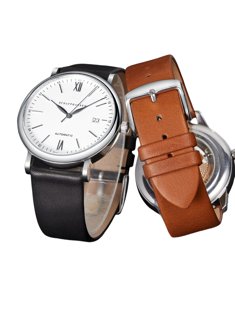 French genuine calfskin watch strap, flat grain ultra-thin design for men and women, fits Tissot, Longines, Omega, CK, Armani, DW