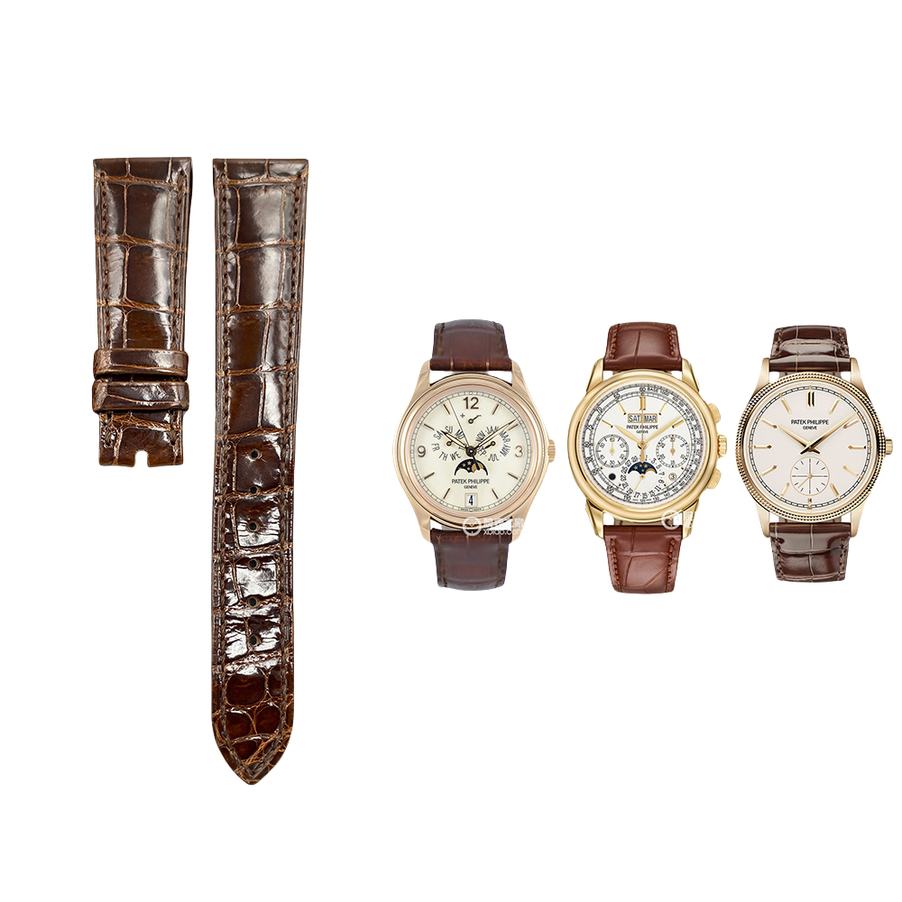 Compatible with Patek Philippe 5320, 5146, 5227 Grand Complications Chronograph series, ALLIGATOR leather watch strap