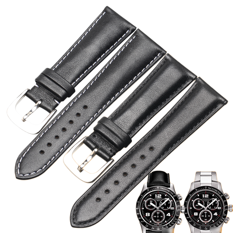 Genuine cowhide leather watch strap for Tissot 1853 T039.417A V8, fits T039, men's 22MM