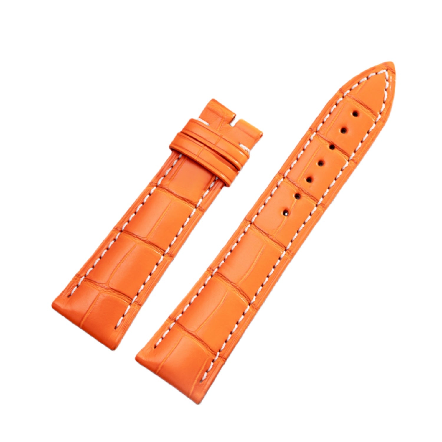 Handmade Custom Double Sided Orange Alligator Leather Watch Band, Premium Strap for Franck Muller