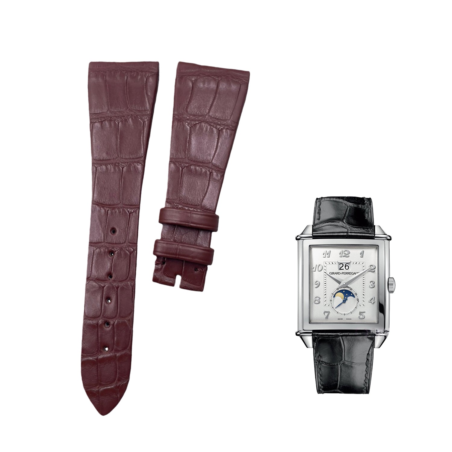 Handcrafted Custom ALLIGATOR Leather Strap for Girard-Perregaux 1945 Series 25805/25815 (Headsnap Version)