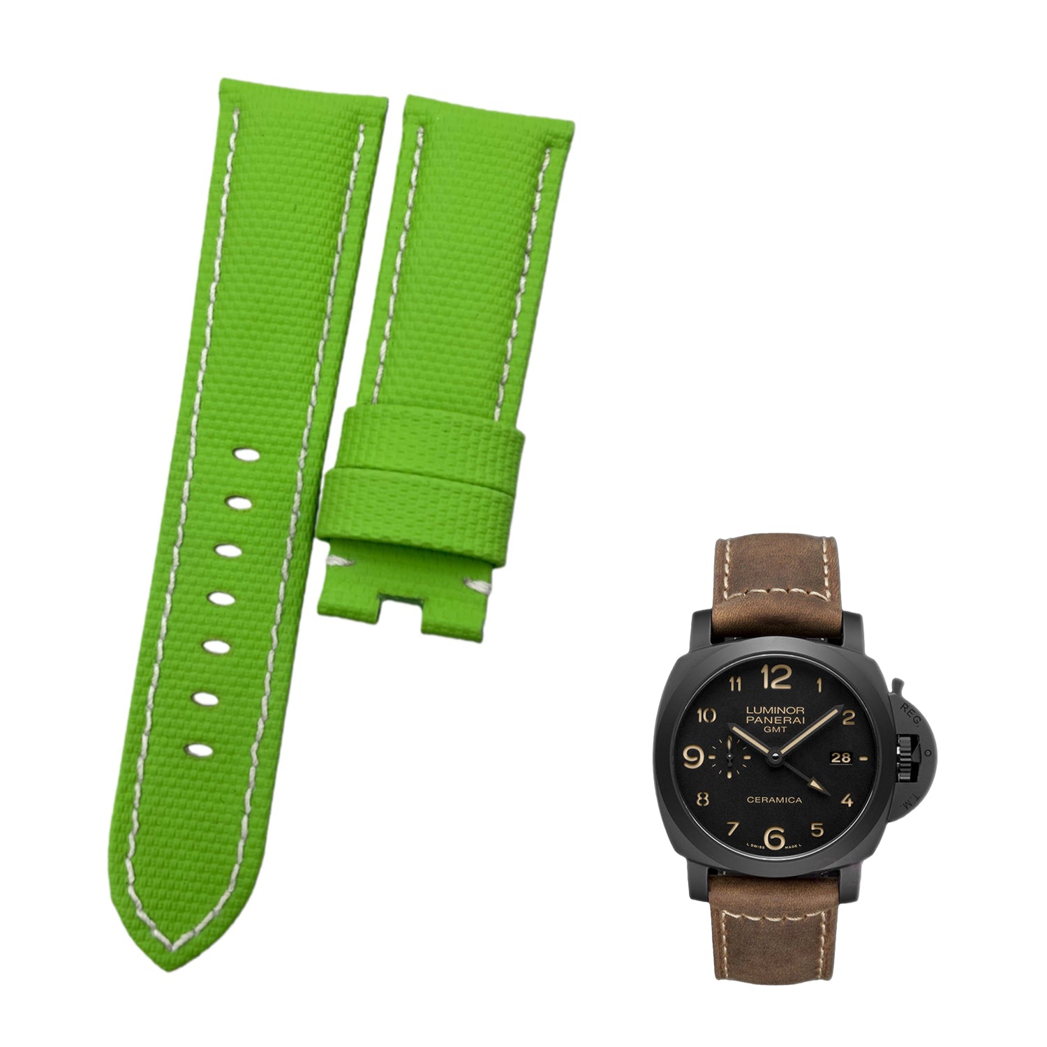 Compatible with Panerai Nylon Pattern Fluororubber Luminous Stitch Handmade Custom Strap