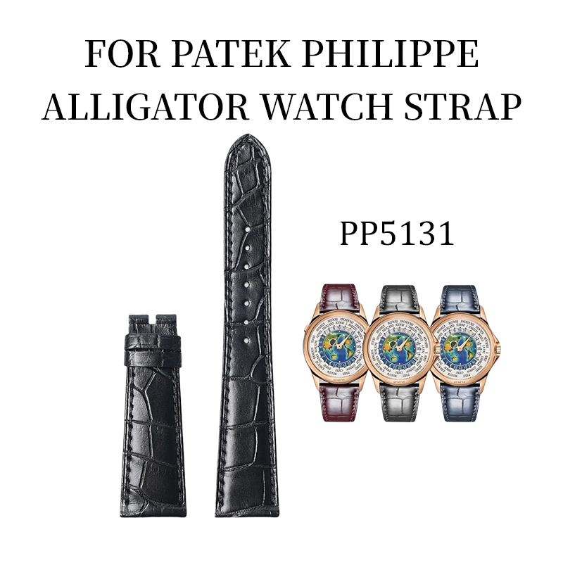 Fits Patek Philippe 5131 /5139g/5146/5170/5270/5296/5396/5496watch strap ALLIGATOR strap