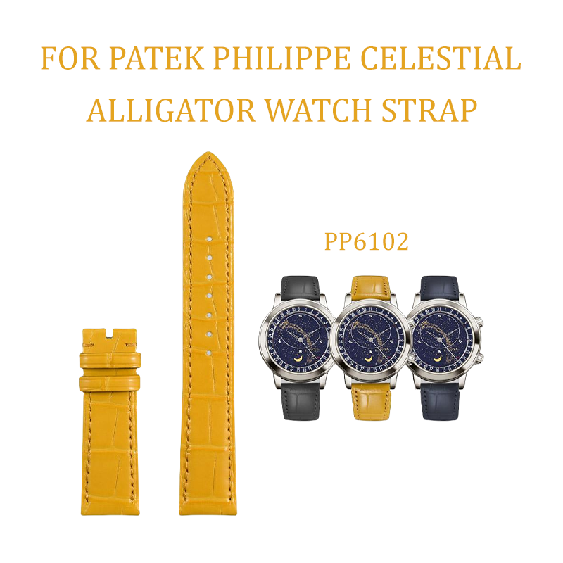 Fits Patek Philippe Celestial 6102 watch strap ALLIGATOR strap