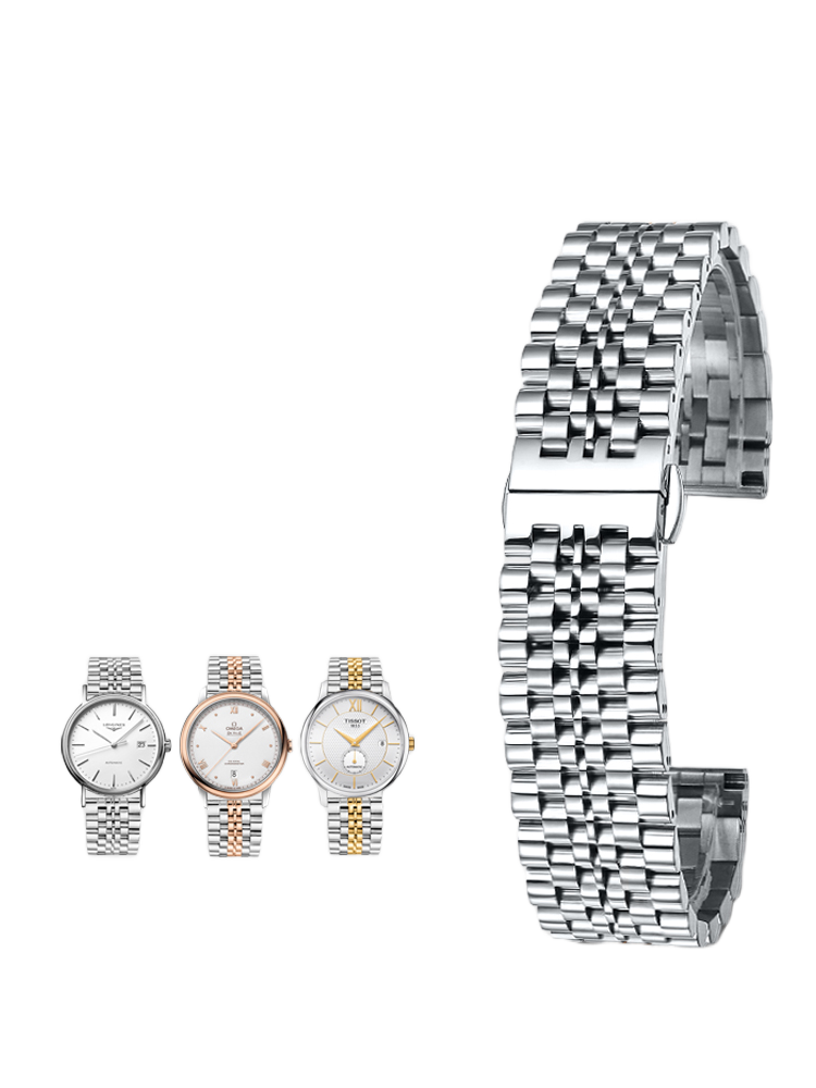 Solid Stainless Steel Watch Bracelet for Men, Fits Omega, Armani, Tissot, Longines, IWC Watches