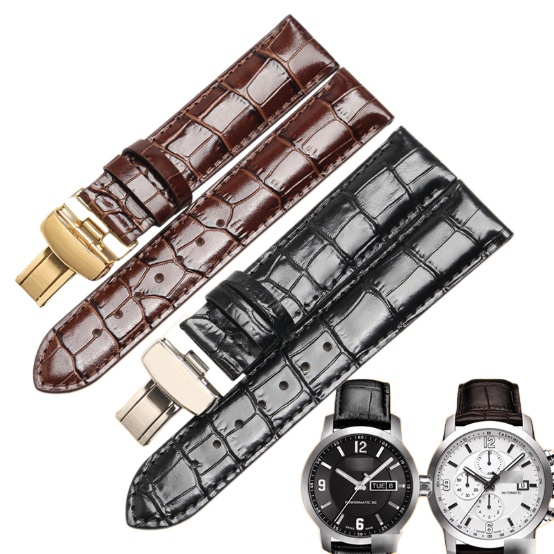 Replacement cowhide leather watch strap, compatible with Tissot PRC200 T055.410 / T055.417A / T067