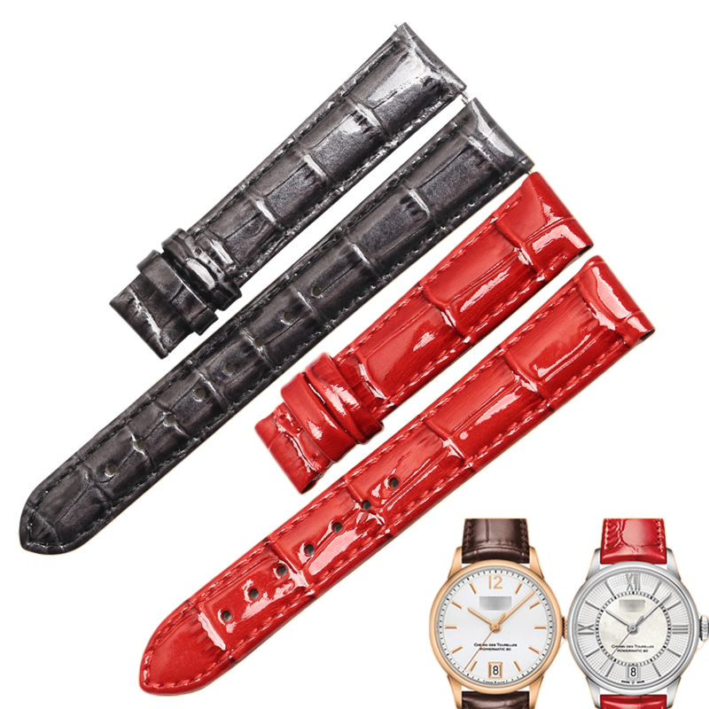 Replacement genuine cowhide leather watch strap for women, compatible with Tissot T050 (new), T099, T063, T055.