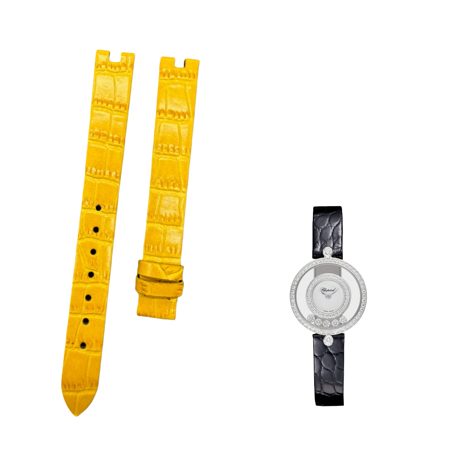Compatible with Chopard Happy Diamonds Ladies' 209426 Yellow Cowhide Strap