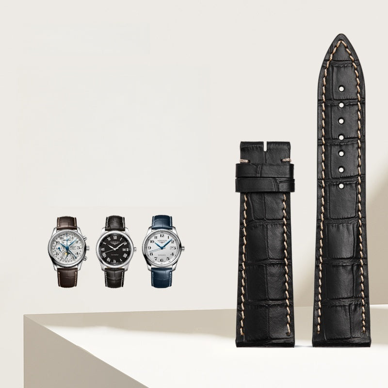 Genuine leather watch strap for Longines, original style for men, fits Master Collection 8 Hands Moonphase, Elegant, Record