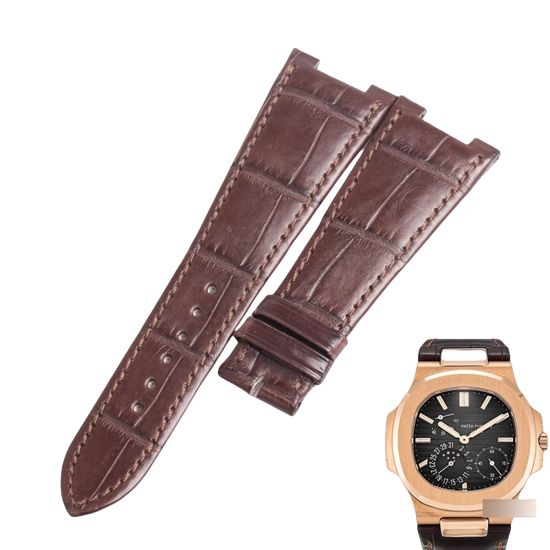 American alligator watch strap, replacement for PP Patek Philippe 5712R Nautilus men's watch