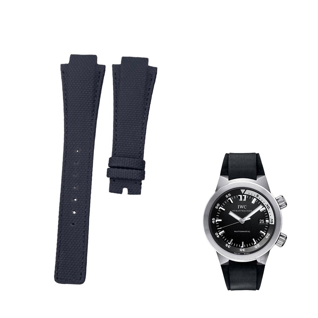 Handcrafted Custom Alligator Strap for IWC Aquatimer Collection IW354807 - Black Nylon Texture Fluororubber