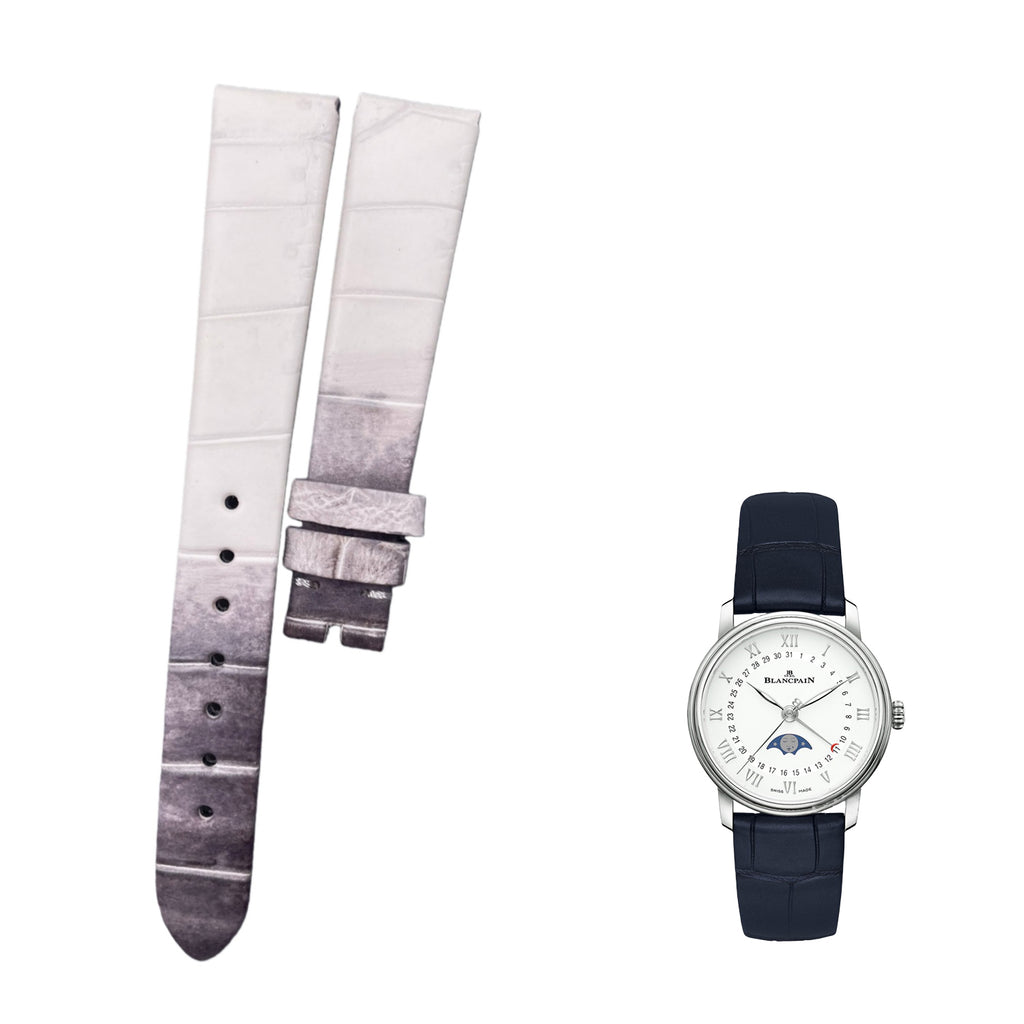 Fits Blancpain Villeret Moonphase 6102 Himalayan Pink Blue ALLIGATOR Genuine Leather Handmade Watch Strap Customized