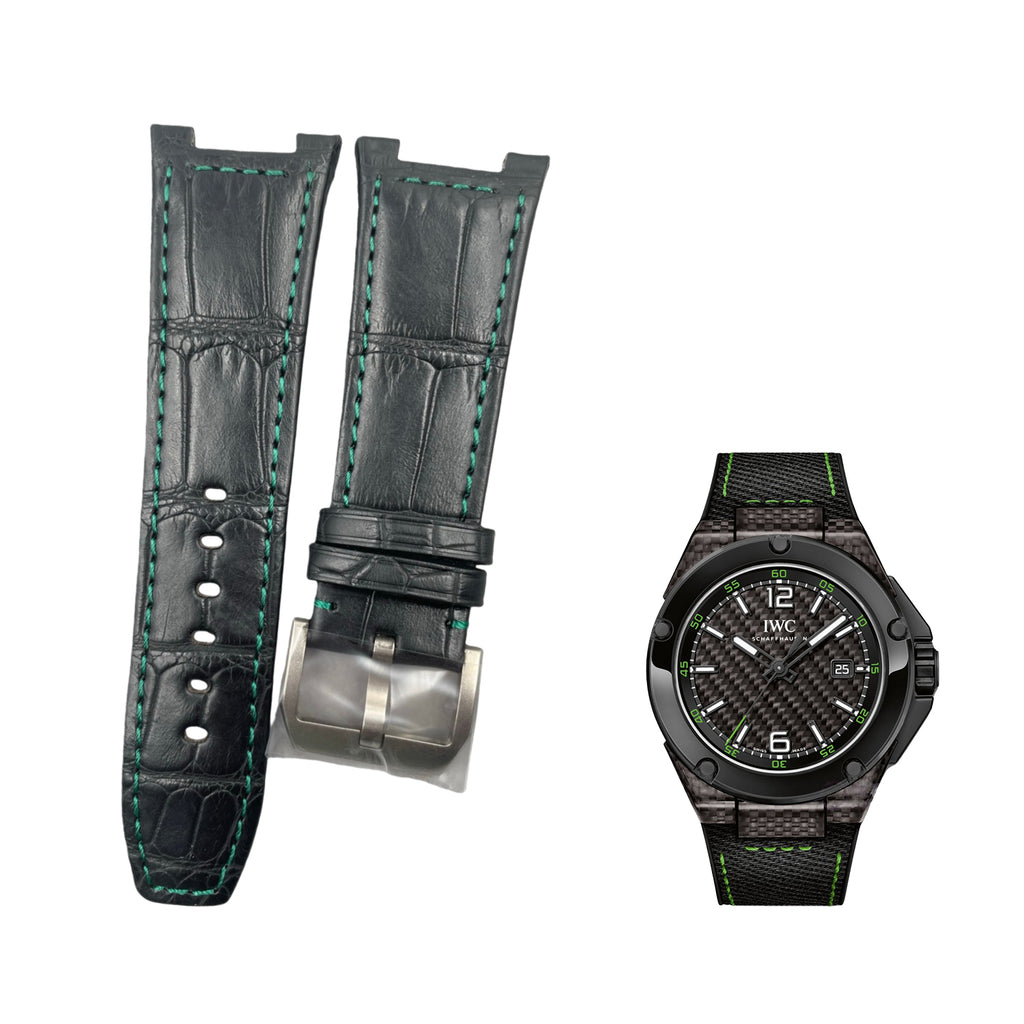 Compatible with IWC Engineer IW322404 Black ALLIGATOR Strap