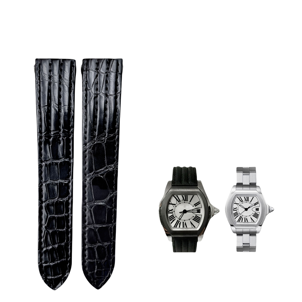 Fits Cartier Roadster W62025V3 W6206018 Quick Release Genuine Leather & Alligator Watch Strap, For Men & Women