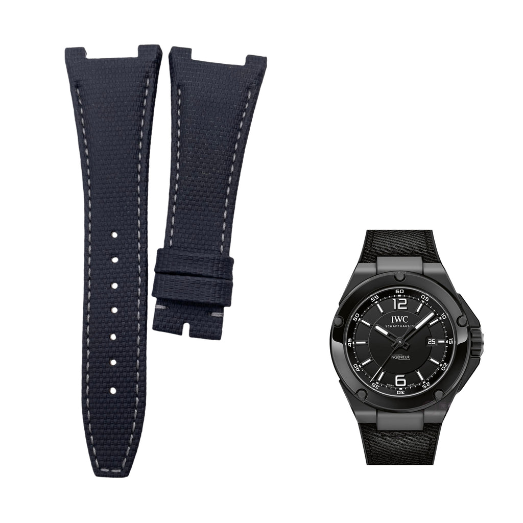 Compatible with IWC Engineer IW379201 Black Nylon Pattern Fluororubber Strap