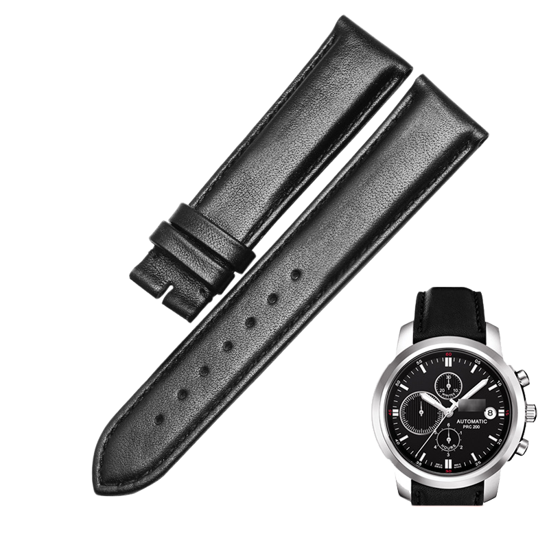 Replacement genuine leather watch strap, pin-grain cowhide, compatible with Tissot PRC 200 series T014.427 watch strap