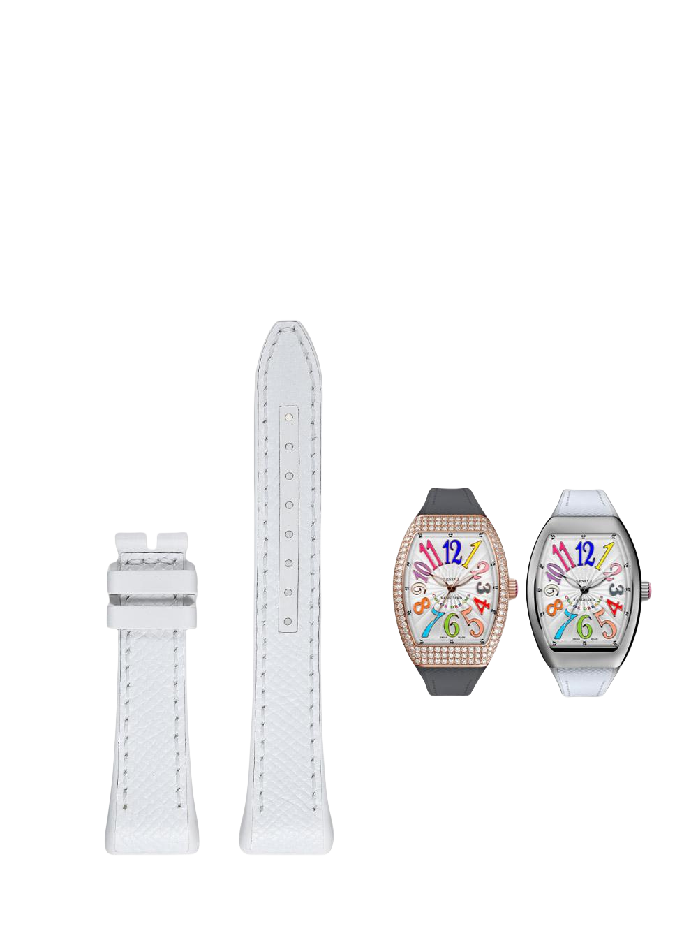 Fits Franck Muller V32 litchi grain calfskin watch strap