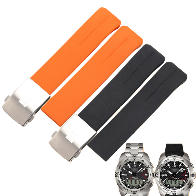 Replacement silicone rubber watch strap, compatible with Tissot T-Touch T013 Z353 T047 T33
