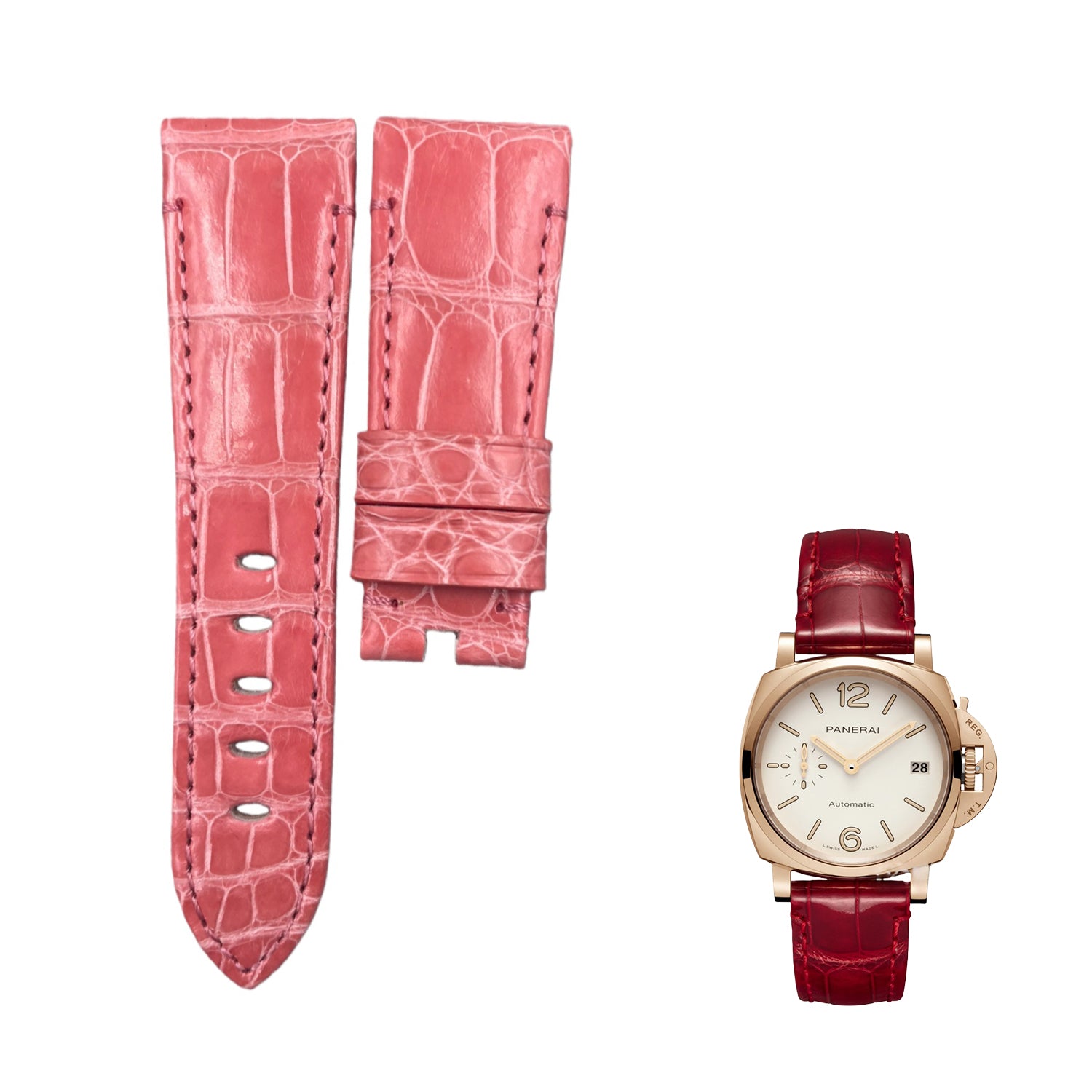 Compatible with Panerai Luminor Due PAM01180 ALLIGATOR Strap Handmade Custom Strap