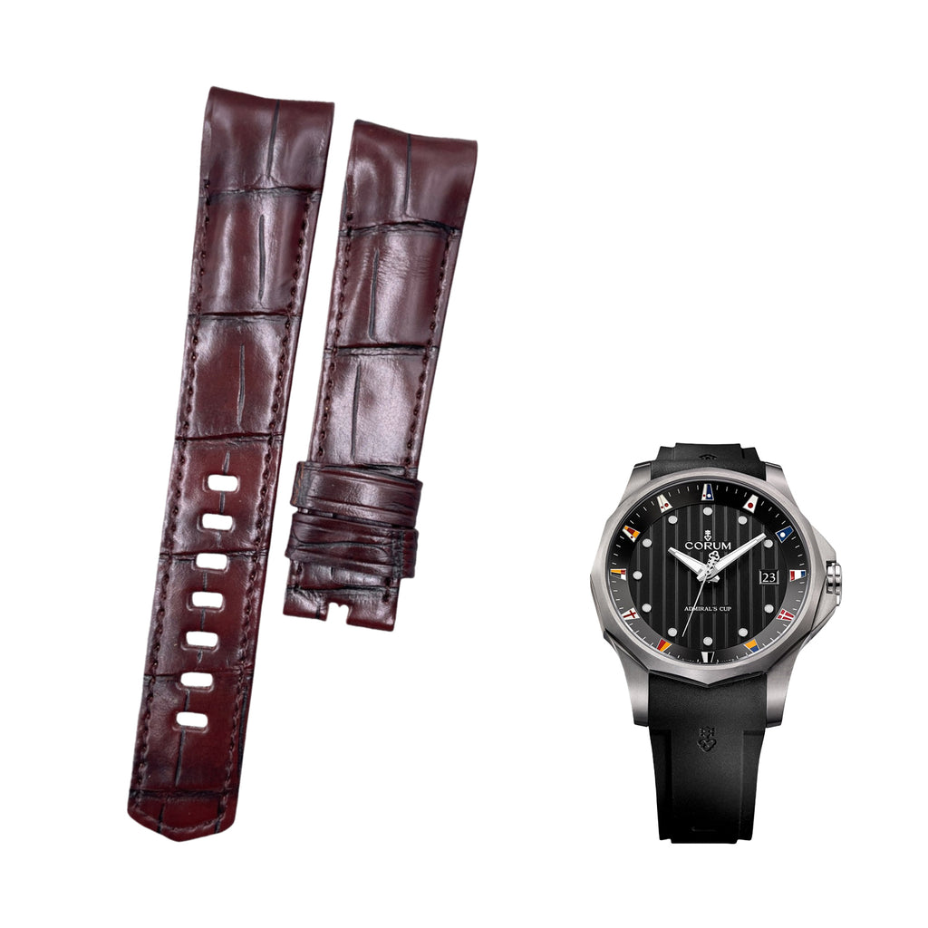 Custom Handmade Brown Alligator Leather Watch Strap with Buckle for Ulysse Nardin Bubble Series