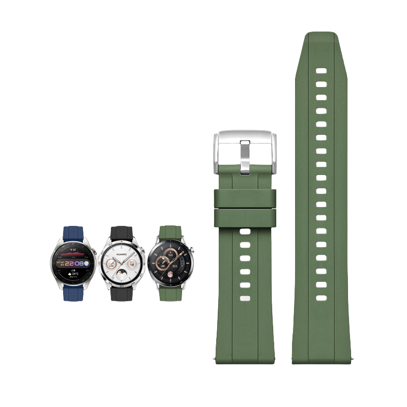 Fluorine Rubber Watch Strap for Huawei Watch GT4 / GT5 / GT6 / Buds, EasyFit, 22mm, For Men and Women.