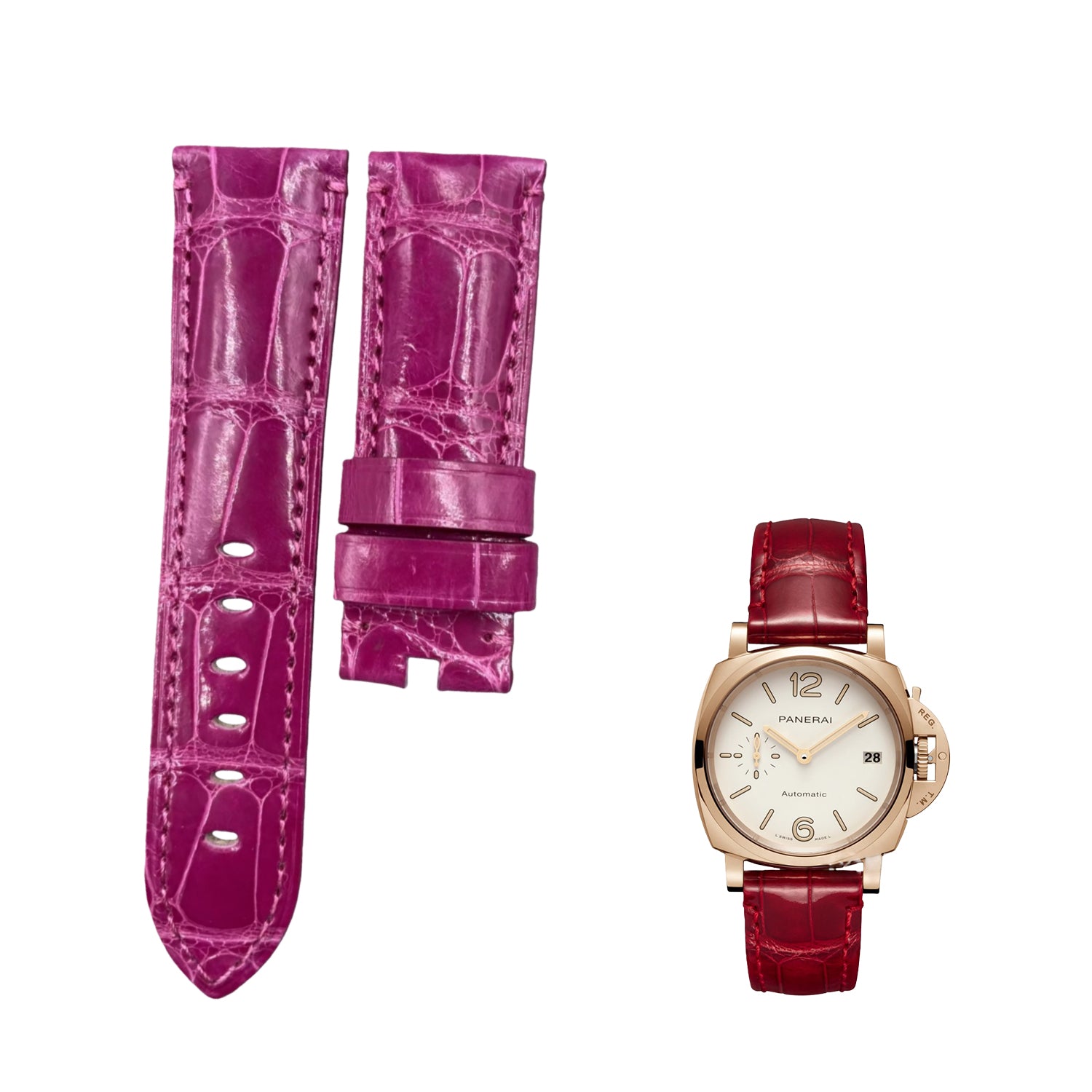 Compatible with Panerai Luminor Due PAM01180/01248 ALLIGATOR Strap Handmade Custom Strap