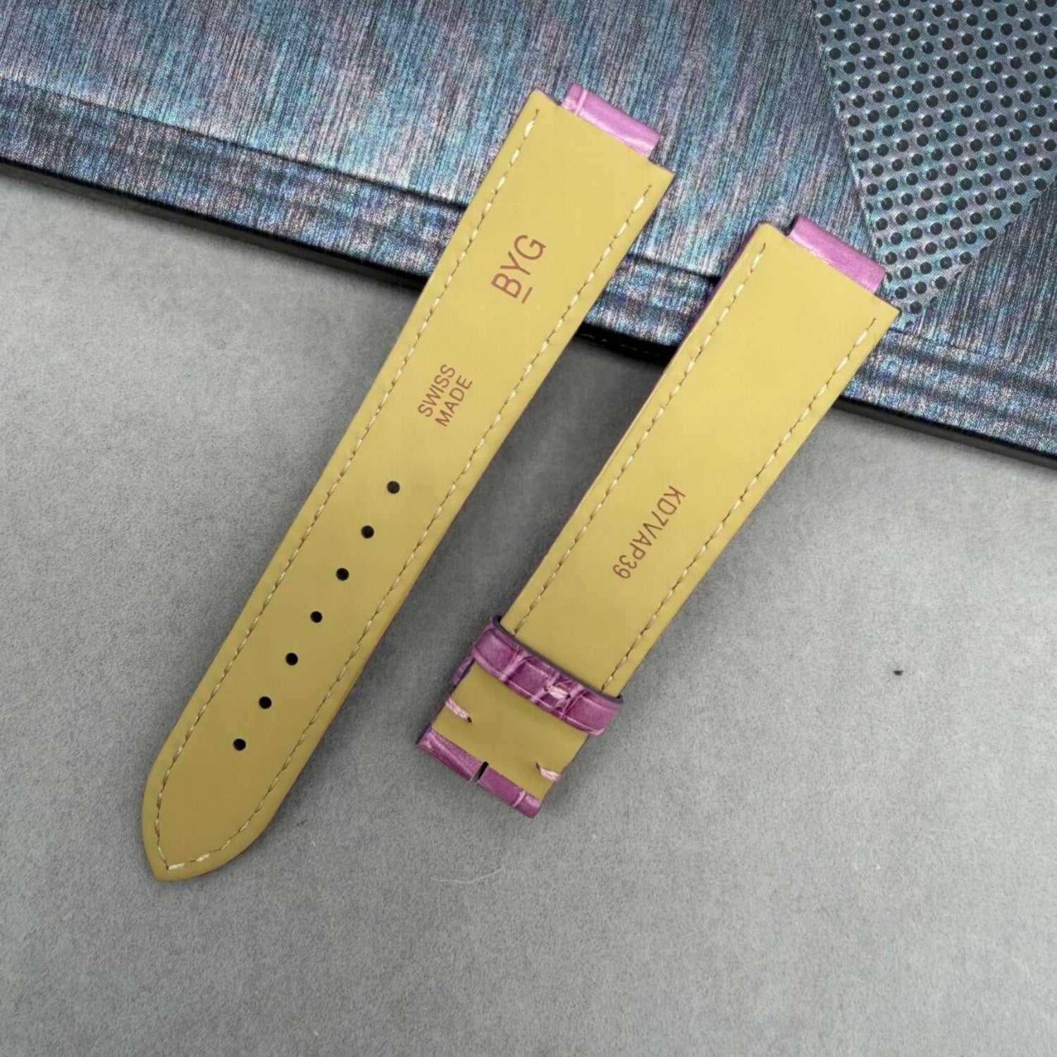 Compatible with Cartier Ballon Bleu Purple Pin Buckle Crocodile Leather Strap