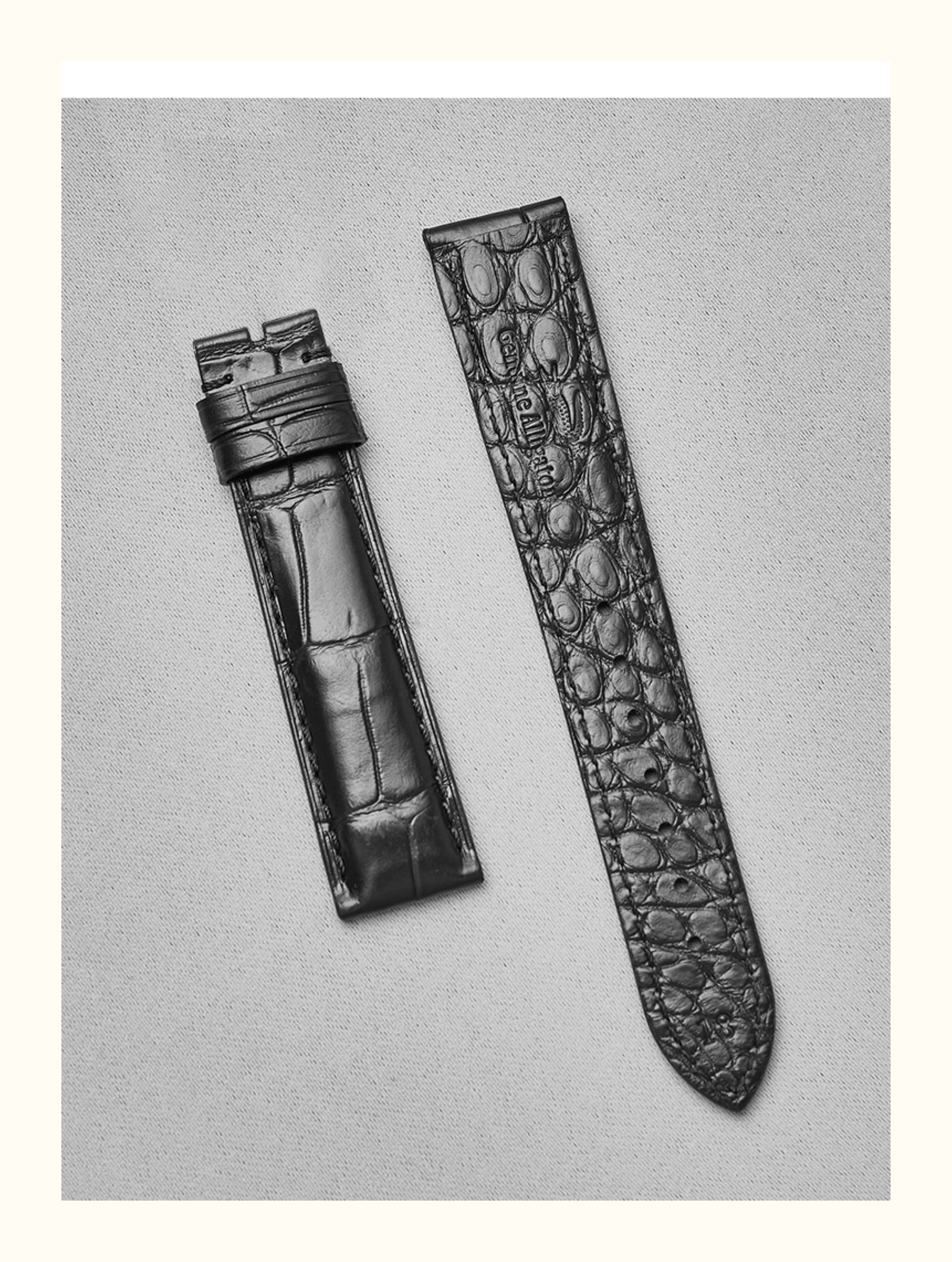 Double-sided crocodile leather watch strap, suitable for Omega, Jaeger-LeCoultre, IWC, Blancpain, Montblanc, Longines. Genuine leather, for men and women.