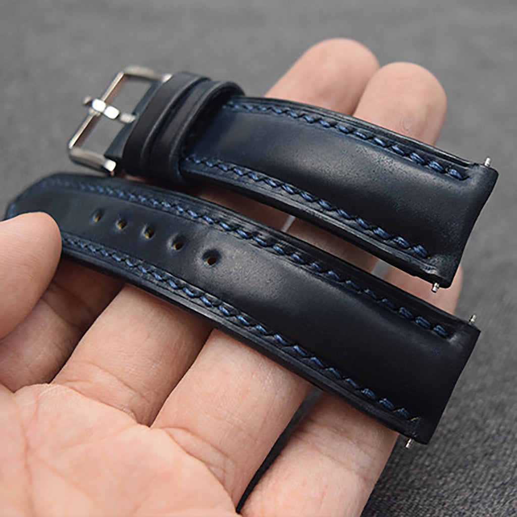 Horween Chromexcel Leather Watch Strap - Compatible with Longines Moonphase, Jaeger-LeCoultre, and Rolex Submariner (Green Dial)