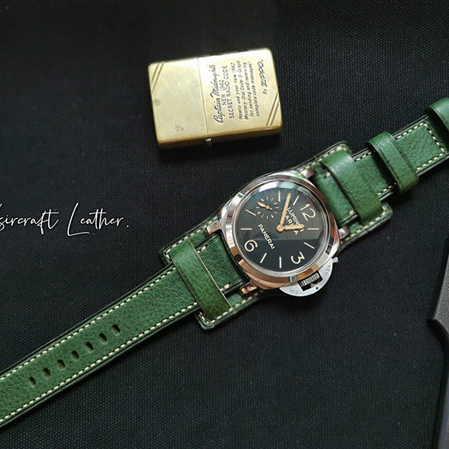 Handmade Custom Watch Strap - Italian Cowhide, Hypoallergenic Lining, Black Original Pin Buckle