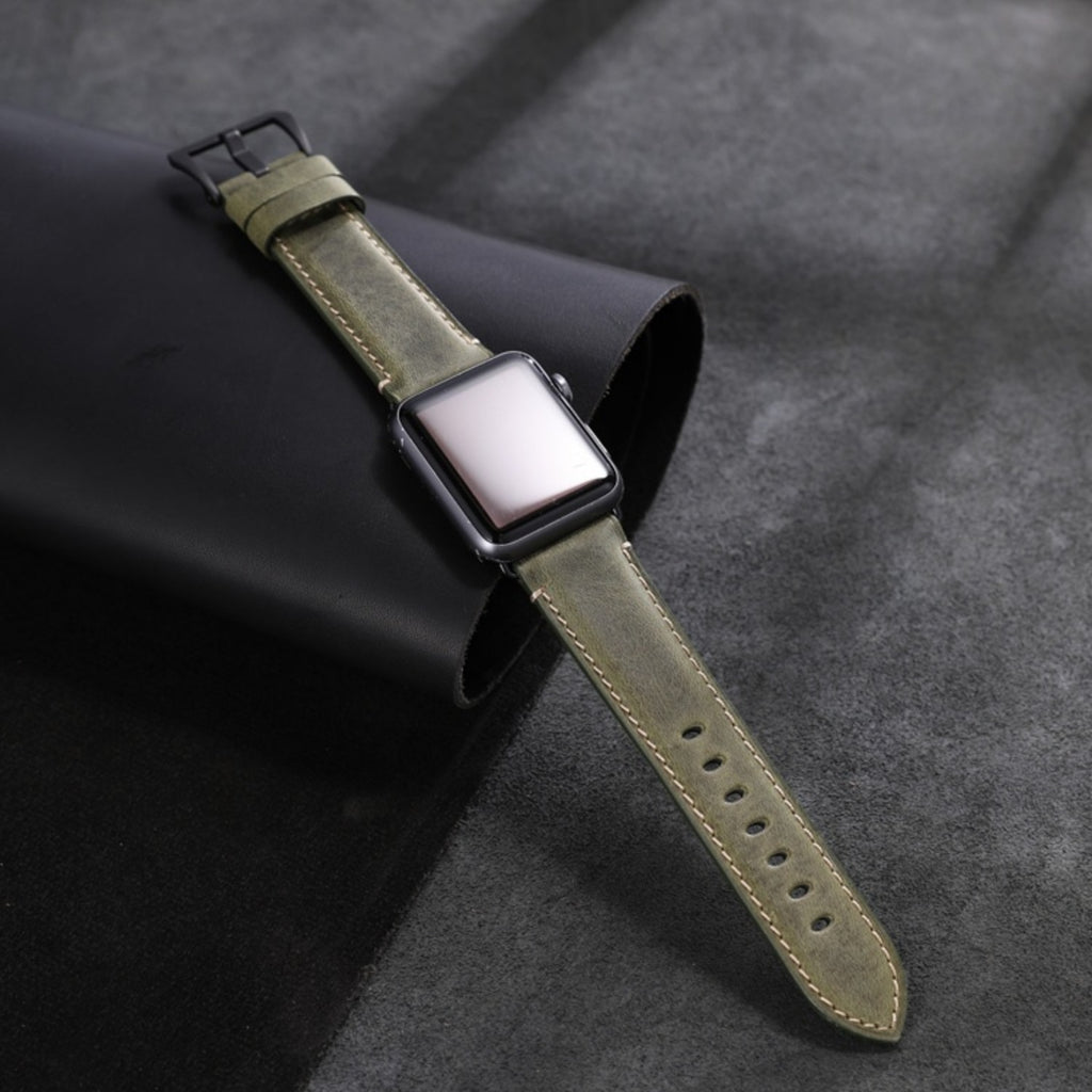 Genuine Leather Watch Strap for Apple Watch, Compatible with Apple Watch S11/10/9/8/7/6/5/4/SE, Personalized Crazy Horse Leather, 49mm, New iWatch Ultra 3/2 Wristband, For Men